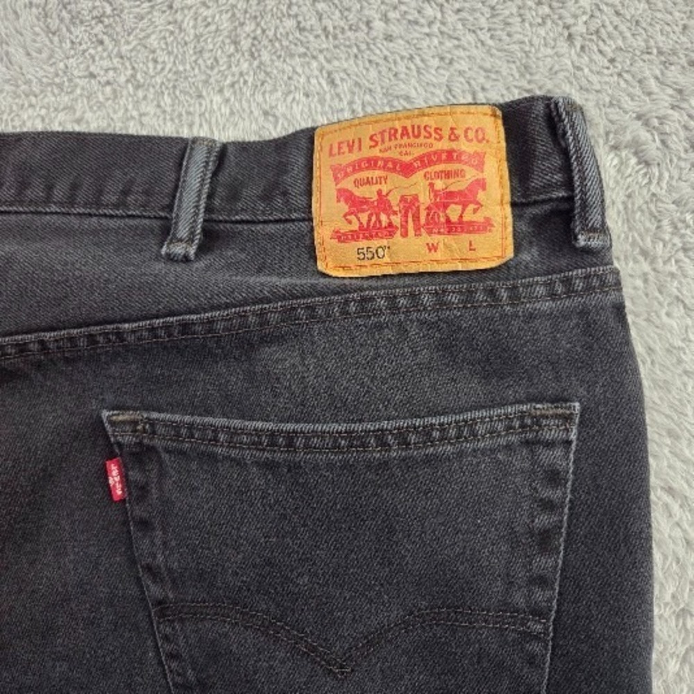 Levi's 550 Relaxed Fit Black Jeans Mens 54x32 Big & Tall 100% Cotton Denim Taper - Picture 14 of 14